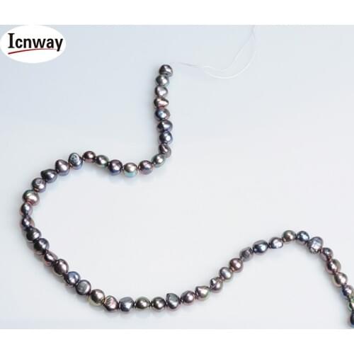 5strands Natural AA baroque black freshwater Pearl 8-9mm For Jewelry Making 15inches DIY necklace FreeShipping Wholesale