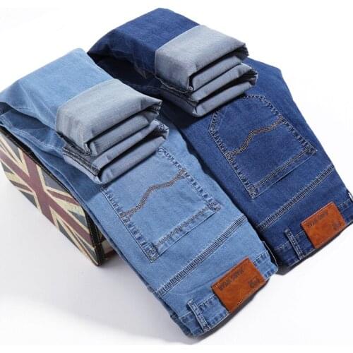 New Arrival Mens Jeans Business Stretch Slim Denim Washed Casual Full Trousers Quality Male Clothing Long Pants Classic 9001
