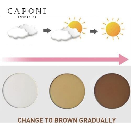 CAPONI Photochromic Brown Optical Aspherical Lens CR-39 Resin Customized Prescription Myopia Hyperopia 1.56 1.61 2pcs/1 pair
