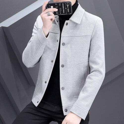 Mens Coat Autumn New Fashion Casual Woolen Coat Short Professional Wear Mature Short Woolen Jacket Mens Wear 3XL