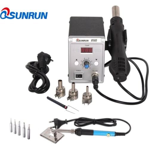 Qsunrun 858D 858D+ 700W Soldering Station LED Digital Solder Iron Desoldering Station BGA Rework Solder Station Hot Air Gun