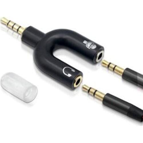 3.5mm Splitter Stereo Plug U-shape Stereo Audio Mic & Headphone Earphone Splitter Adapters for Smartphone MP3 MP4 Player