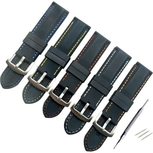 Generic Watchband Silicone Rubber Watch Strap Bands Waterproof 20mm 22mm 24mm 26mm Watches Belt + Tool