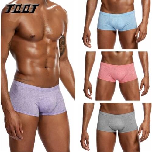 TQQT 4 Pieces/Lot Sexy Men Underwear Mens Boxer Trunks Gay Penis Pouch Sleepwear Mens Hombre Cueca Solid Underpants 0UPS05