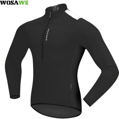 WOSAWE Reflective Cycling Jerseys Men Long Sleeve Maillot Downhill Bicycle Clothing Ropa Ciclismo Shirts Tight Bike MTB Jersey