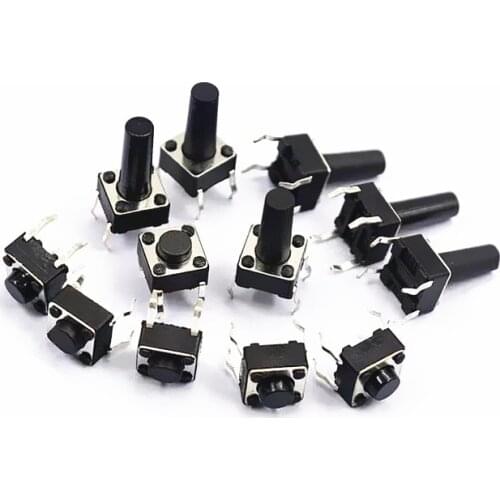 100PCS 6*6*4.3mm 5mm 6 7 8 9 10 11 12 13 14 15 16 17 6X6 4Pin Tactile Tact Push Button Micro Switch Self-reset DIP Switches