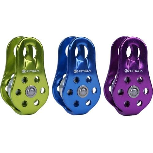 XINDA Rock Climbing Pulley Fixed Sideplate Single Sheave Pulley Outdoor Survival Sling Tool High Altitud Traverse Hauling Gear