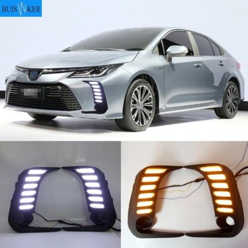 1 Pair Car LED DRL Daytime Running Light Yellow Turn Signal 12V Fog Lamp Decoration Bumper Light For Toyota Corolla 2019 2020