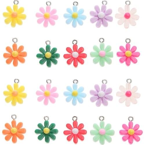 10Pcs Daisy Flower Resin Charms Diy Findings Kawaii Phone Keychain Earring Pendant Charms for Jewelry Making Handmade Crafts