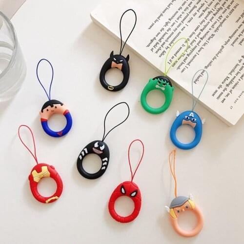 100Pcs Universal Cute Cartoon Hero Series Short Style Finger Ring Mobile Phone Case Cover Straps Lanyards