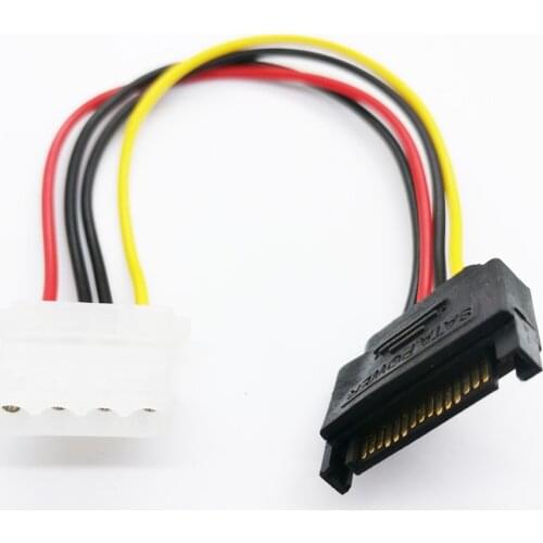1x Male Female 4-pin Power Drive Adapter Cable to Molex IDE SATA 15-pin Extension Hard Drive Power Supply Cable