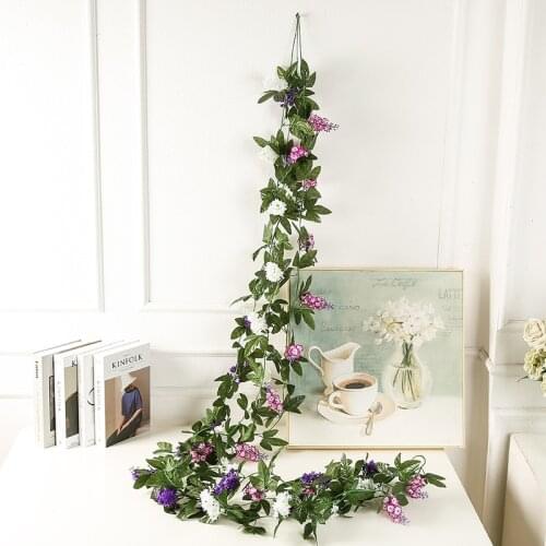 2.5 M Artificial Flowers Hyacinth Vine Rose Air Conditioning Pipe Ceiling Decorative Cane Balcony Home Wedding Decor
