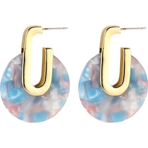 2018 Trends Round Stud Earrings for Women Cool Korea Acrylic Transparent Circle Gold Color Filled Minimalist Earrings Bijoux