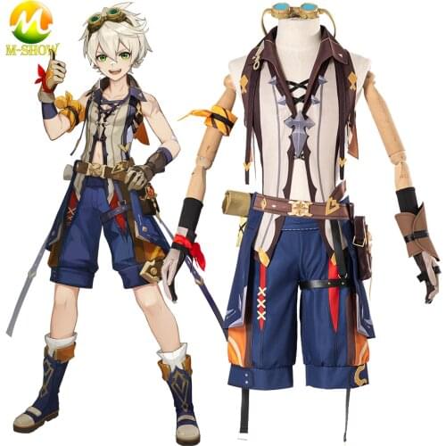 2021 Anime Genshin Impact Cosplay Bennet Cosplay Costume Top Pants Bennet Game Suit Men Outfit for Halloween Party