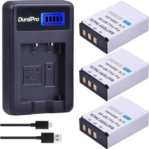 3PC 2000mAh NP-85 NP 85 Rechargeable Camera Battery +LCD USB Charger for Fujifilm FinePix S1 SL240 SL260 SL280 SL300 SL305 NP-85