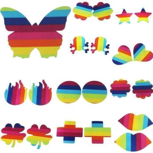 50pair Rainbow butterflyClover Nipple sticker fashion Women leaf Adhesive Covers Pads Breasts Milk Paste Anti Emptied Chest Bra