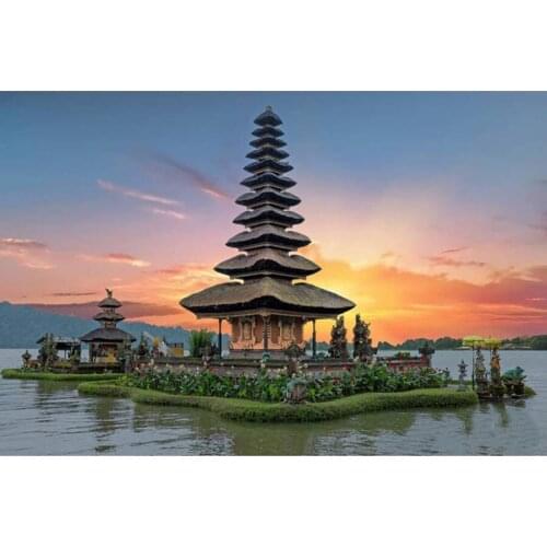5D Lake Beratan Bali Indonesia Scenic Building DIY Diamond Painting Full Square Round Drill Mosaic Embroidery Kit Handmade Gift