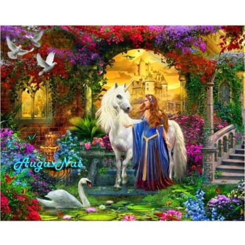 Unicorn diamond painting full drill angel wings wall art fairy girl home decor rhinestone pasted scenery diamond embroidery gift