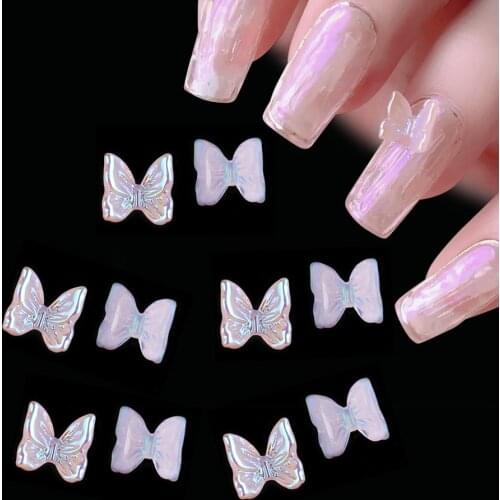 Aurora 3D Butterfly Resin Stone Nail Rhinestones AB Glitter Holographic Decoration Charms DIY Nail Jewelry Accessories JI1860