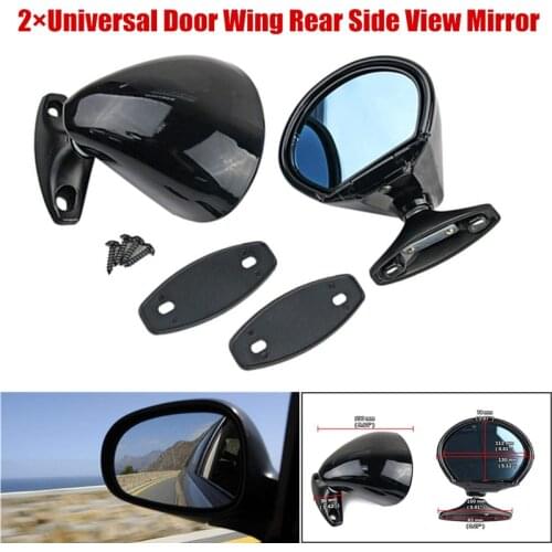 Pair Door Wing Side View Car Mirrors Blue Anti-glare Vintage Plane Universal L+R