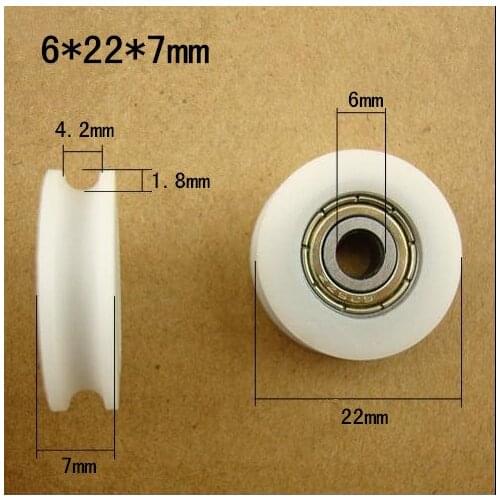 Free shipping 10 pcs 696zz bearing wheel with groove 6*22*7 POM roller door wheel