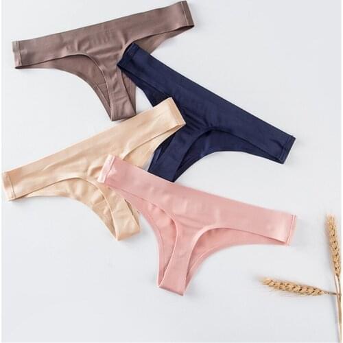 3Pcs Seamless Panties For Woman Underwear Sports Sexy Female T-back Soft G-string Thong For Women Underwear Ice Silk Intimate