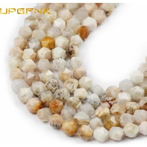 UPGFNK wholesale 8MM Natural tone Faceted Sun moonstone Loose Spacer beads for Jewelry making DIY bracelets necklace accessories