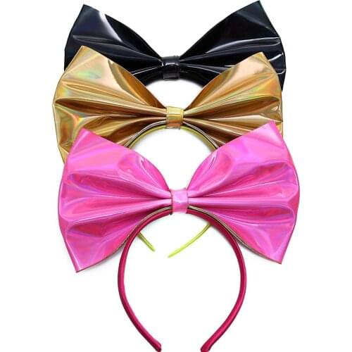 Baby Headband with Big Bow for Princess Girls Party Baby Hair Accessories Bright Gold Rose Red Birthday Girl Head Band Headwear