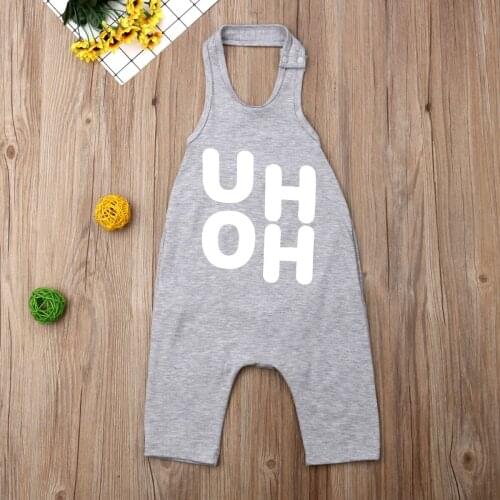 Children Halter Neck Jumpsuit Letters Printed Pattern Sleeveless Romper Outfits Casual Baby Kids Cotton Home Wear Clothes