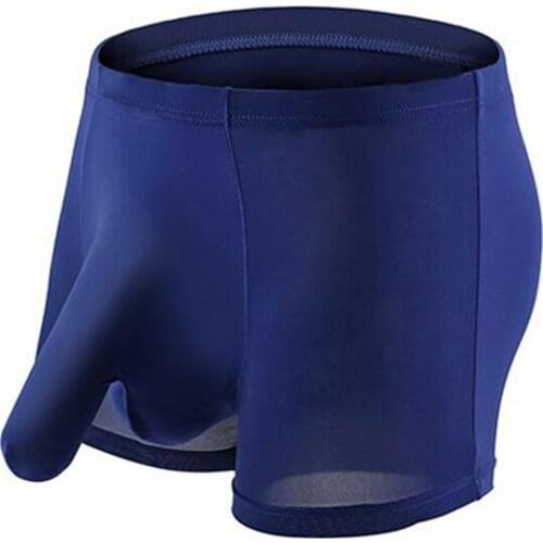 Exotic Sexy Mens Boxer Shorts Elephant Nose Ice Silk Gay Bulge Pouch Underwear Male Soft Breathable Trunks Cueca Underpants S-L