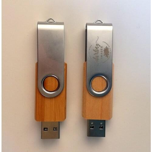 Natural Wooden and Metal Clip Swivel Usb 2.0 Memory Flash Stick Pen Drive (Over 15 Pcs free Logo )