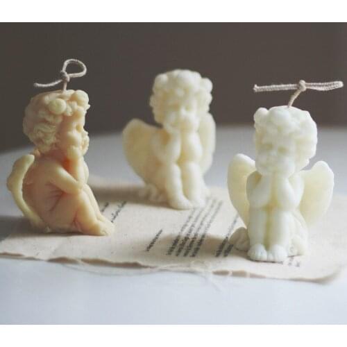 Cute Angel Shape Scented Candle Mold Aroma Plaster Silicone Molds Shell 3D Handmade Cupid Shape Wax Mould