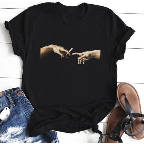FIXSYS Unisex Hip Hop Clothes Harajuku Womens T-Shirt David Michelangelo Statue Print Tee Tops Summer Funny Vintage Shirts