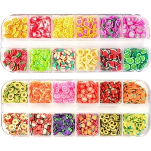 2Pcs Soft Clay Fruit Nail Art Decorations 3D Strawberry Cherry Lemon Sequins For Nail Design Acrylic Gel Manicure Salon Supplies