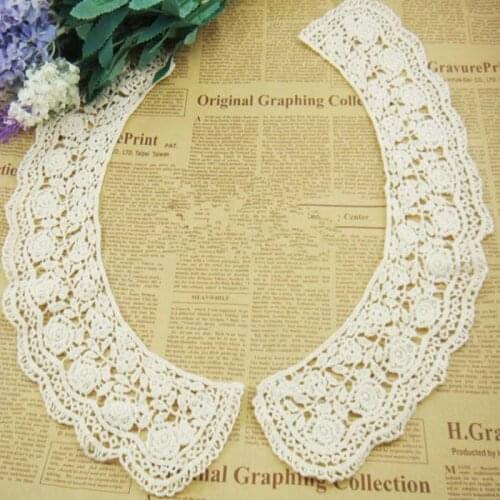 Patches fabric collar Trim Neckline Applique for dress/wedding/shirt/clothing/DIY/Sewing flower Floral lace round cotton