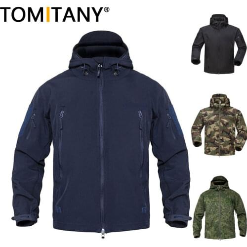 Shark Soft Hiking Jacket Camouflage Men Army Tactical Fleece Coats S-5XL Military Camouflage Waterproof Windbreakers with Hood