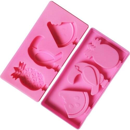 Cartoon Ice Cream Silicone Mould DIY Animal Ice Cube Making Homemade Popsicle Popsicle Mold with Lid Sticks Bar Accessories