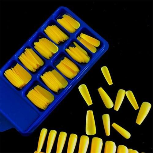 100 Pcs/Set Matte False Nail Solid Color Full Cover Tips Nail Art Manicure Fake Nails Extension Press on Nails Long Ballerina