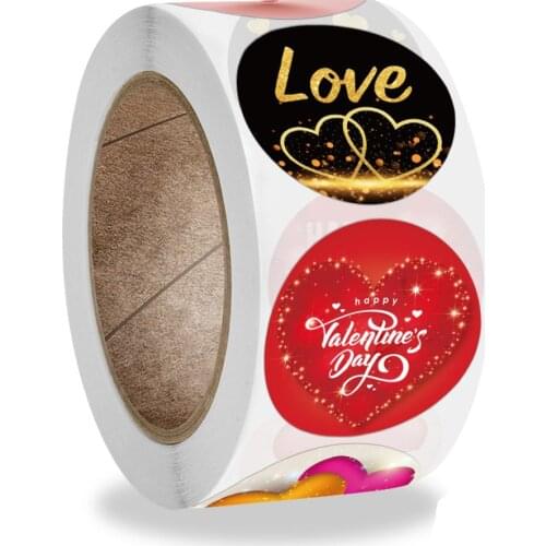 500pcs Happy Valentines Day Sticker I Love You With Heart Thank You Sealing Labels Birthday Party Handmade Tag Favors Decor