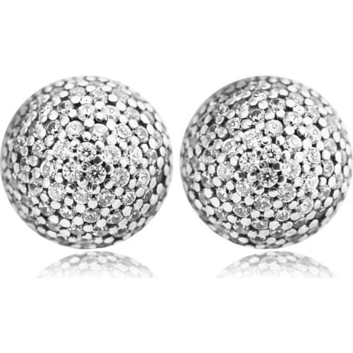 Genuine 925 Sterling Silver Earrings Women Pave Drops, Clear CZ Stud Earings Fashion Jewelry Pendientes Mujer