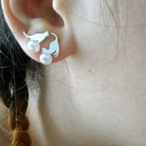 Elegant Brushed Pearl Cat Irregular Earrings Stylish Stud Earrings Trendy Hook Earrings Jewelry Gift For Ladies Girls