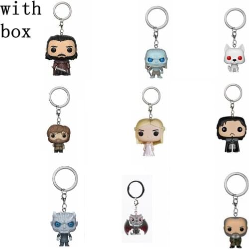 Newest Game of 8 Throne Keychain with retail box Vinyl Doll Jon Tyrion Action & Figure Toys KeyChain for Christmas Gift
