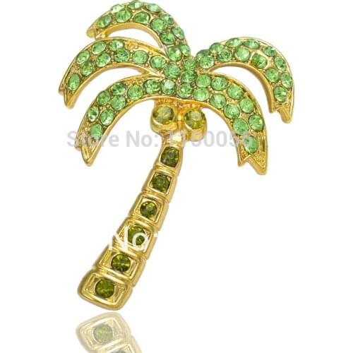 2019 New Fashion Jewelry Strass Green Tree Brooch Crystal Broches Mujer Cute Women Broaches X0870