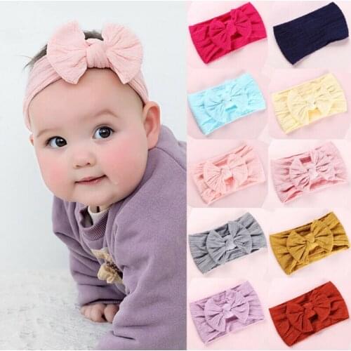 2020 New Hot Fashion 10 Colors Newborn Headband Elastic Pretty Baby Kids Solid Color Beautiful Hair Band Girls Bow-knot Headwear