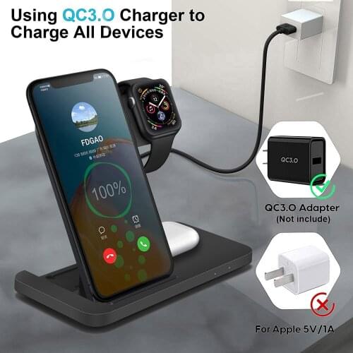 The new product 3 in 1 wireless charger is suitable for iPhone12 11 XS XR X 8 mobile phone and watch headset 15W+5W+2W charging