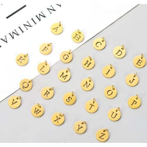 10pcs/Lot High Quality Mirror Polished Stainless Steel Alphabet A-Z Letter Charms With 1.5mm Hole For Making Necklace Bracelet