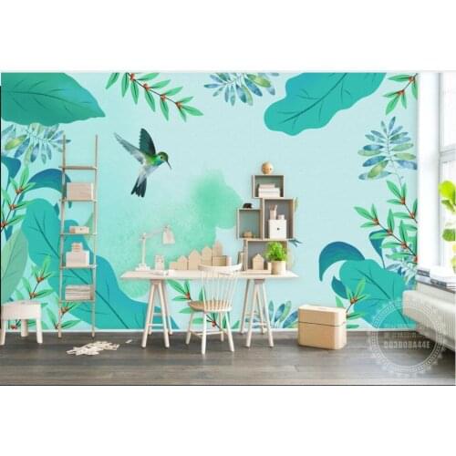 Custom photo mural 3d wallpaper Modern watercolor plant flowers and bird home decor living room wallpaper for walls 3 d in rolls