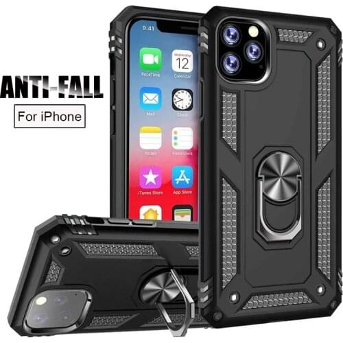 Shockproof Armor Case For iPhone 12 11 Pro XS Max X XR Car Holder Ring Magnet Case For iPhone 7 8 6 6s Plus SE 2020 Bumper Cover