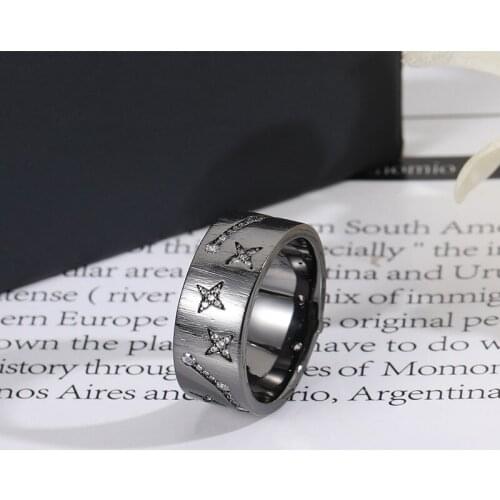 Luxury Micro Paved Cubic Zirconia Punk Black Constellation Rings For Women Street Jewelry Hot Sale Drop Ship Ring Zk40
