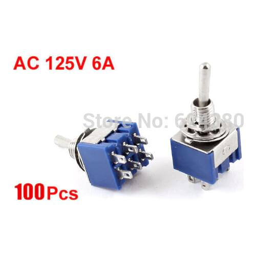 Toggle Switch DPDP 2P2T On/On 2 Two Position Lock Latching 6 Pins 6A 125V AC x ( 100 pcs / Lots ) 1 Pack